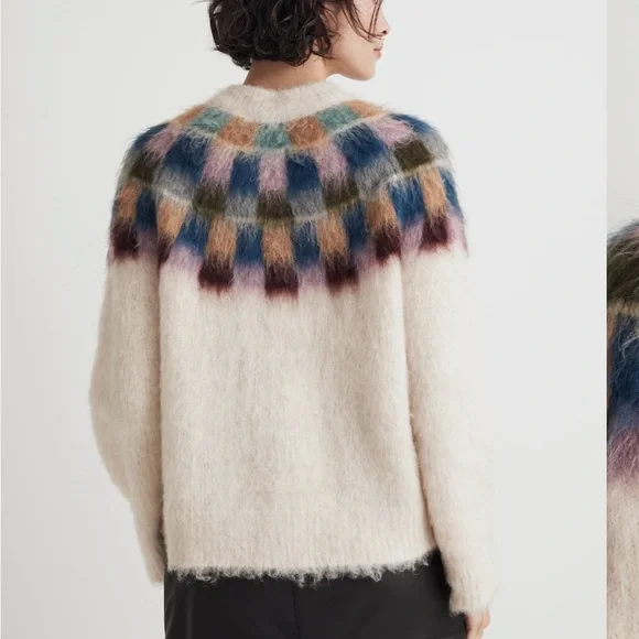 Madewell Brushed Checkerboard Fair Isle Sweater - Picture 2 of 8